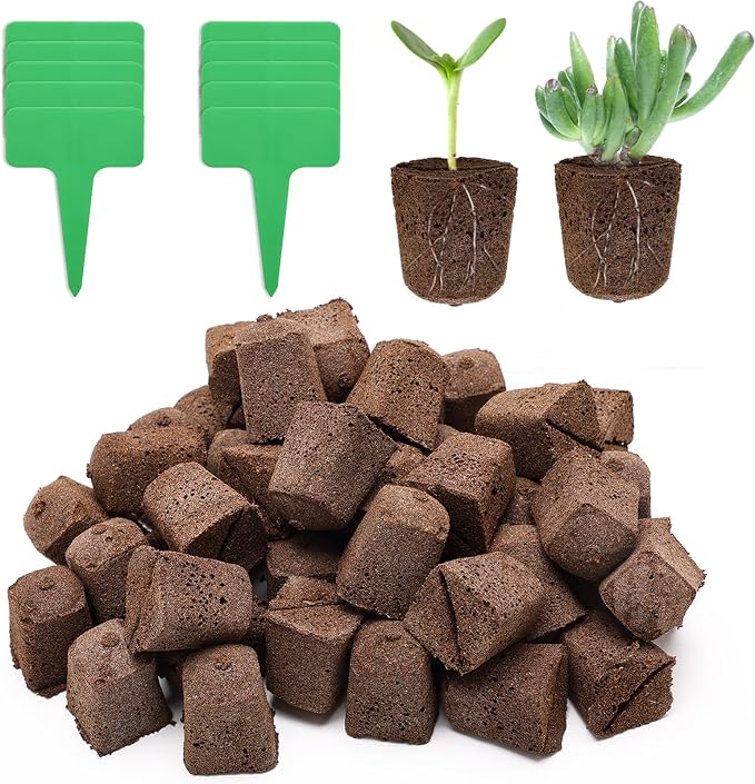 Windspeed 50+10PCS Grow Sponges Square Seed Pods Kit Include 50 Replacement Root Growth Sponges Seed Pods 10 Tags for Plants, Flowers and Vegetables, Pods