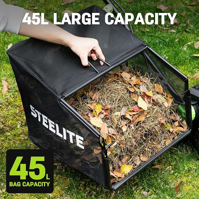 STEELITE 2 x 20V 15-Inch 2-in-1 Cordless Dethatcher and Scarifier, Brushless Electric Lawn Aerator with Collection Bag, 2 x 4.0 Ah Batteries and 2 Chargers Included