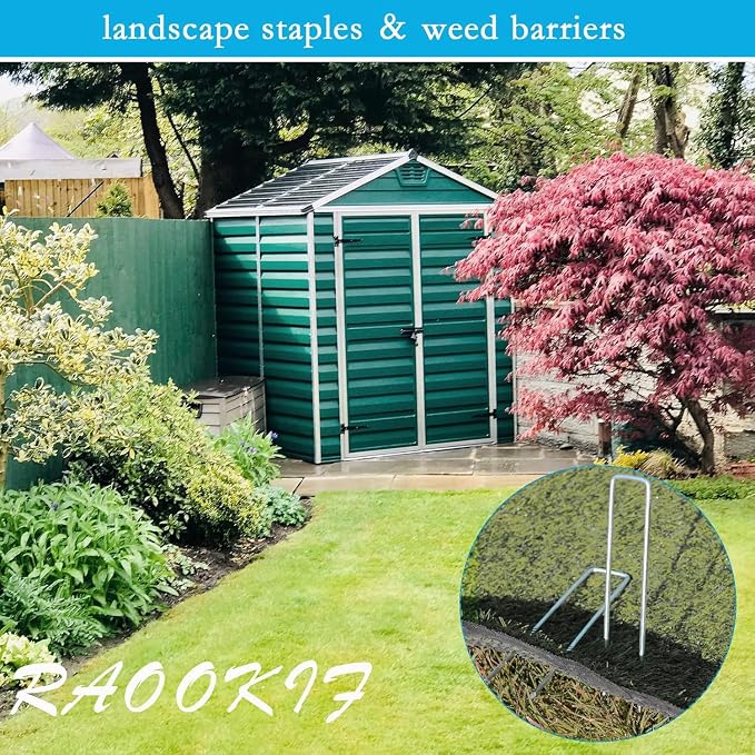 RAOOKIF 12 Inch Galvanized Garden Landscape Staples, 20/50/100/200Pcs Garden Metal Stakes, 11 Gauge Heavy Duty Ground Stakes for Decoration, Fence and Lawn Use, Fabric Pins