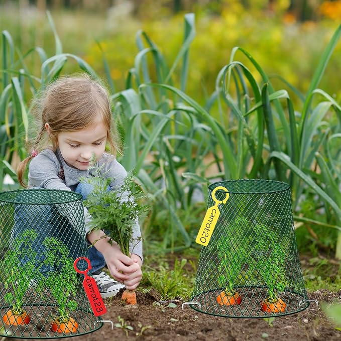 5 Packs 9"x9" Garden Cloches for Plants, Plant Protectors from Animals, Plant Cages for Outdoor Plants, Plant Covers from Animals,Chicken Wire Cloche with Stakes & Labels for Protect Plants,Vegetables