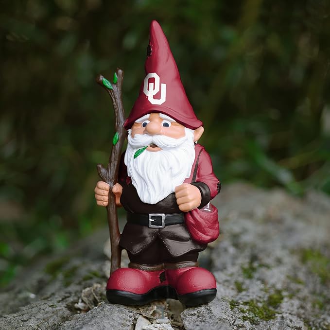 FOCO NCAA Unisex-Adult NCAA College Team Logo Holding Stick Garden Statue Outdoor Gnome