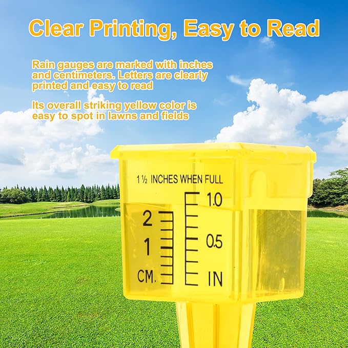 10P Rain Gauge Outdoor, 1.5" Sprinkler Gauge Lawn Water Gauge for Rain with Wide Mouth Water Measuring Tool for Yard Garden Lawn Deco