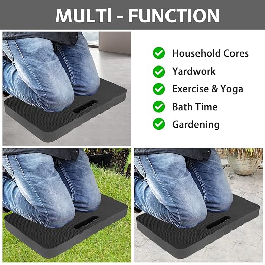 HOOPLE Extra Thick Kneeling Pad, Soft Foam Kneeling Cushion, Waterproof Gardening Knee Pads, Lightweight Knee Mat for Bathing, Workout Supplies, Exercise Yoga, Garden Work Gifts (Black 17.5 x 11 x 1.5 in)