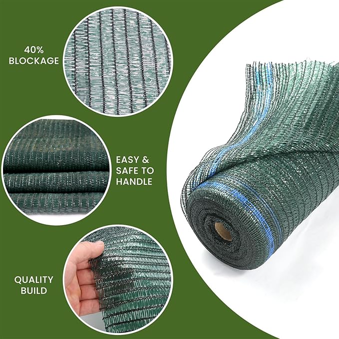[WindscreenSupplyCo] 40% 6' x 100 FT Eyelets Shade Cloth Roll Sunblock Shade UV Resistant Net for Garden Greenhouse Flower Plant Patio Kennel, Green - PS6140GRNX1