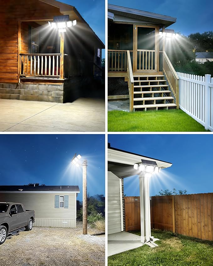 Motion Sensor Outdoor Lights with Flexible Octopus Tripod,6000LM 336LED Security Flood Lights with Remote Control, 360°Wide Angle, 6 Heads Solar Lights Outdoor Waterproof for Yard Patio Garage(2pack)