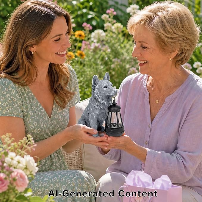Solar Dog Garden Statue, Outdoor Decoration with Lantern for Yard, Patio, Lawn Outside, Ideal Christmas Birthday Mothers Day Gifts for Mom Women Grandma