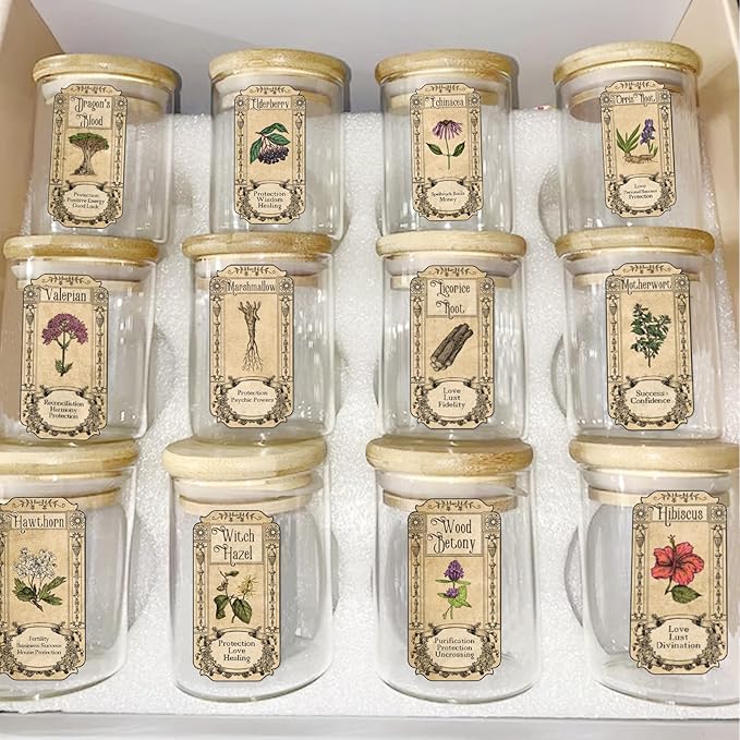 68Pcs Herb Stickers Lables for Jars Vintage Spice Apothecary Herb Spice Labels Stickers Spices Sticker Label for Bottles Tags Jars(herb72)