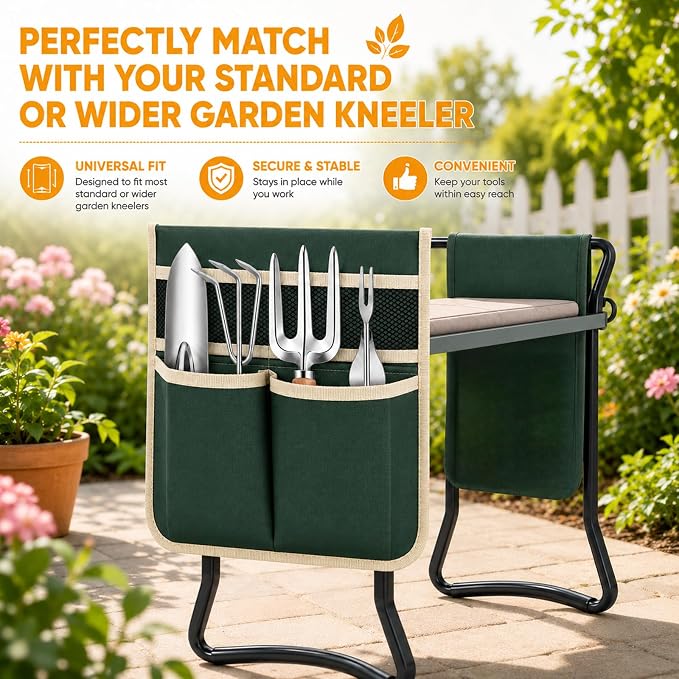 2 Pack Garden Pouches for Kneeler, Portable Tool Storage Size Bags Oxford Multiple Storage Pockets Organizer for Outdoor Gardening Kneeling Stool, Gifts for Women, Seniors, Mom & Dad