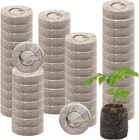 Halatool 55 Pcs 30mm Peat Pellets Block Potting Soil for Seedlings, Compressed Garden Soil Seed Starter Nutrient Peat Pods for Starting Seeds, Planting Flowers, Vegetables, Herbs