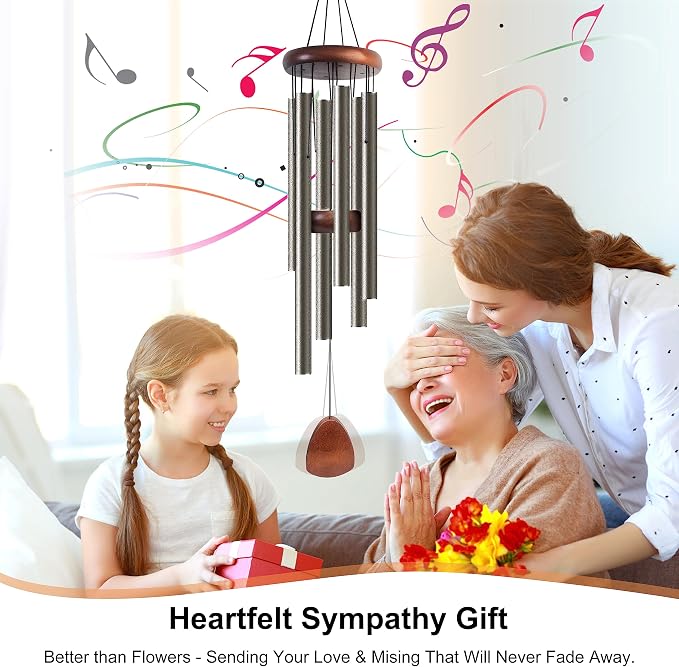 Bursvik Large Aluminium Wind Chimes 37 Inches to Create a Zen Atmosphere Suitable for Outdoor, Garden, Patio Decoration. Classic Wind Chimes with Wind Catcher Suitable as A Gift for Unisex(Copper)