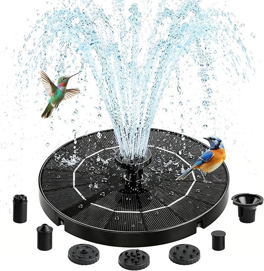 Solar Fountain for Bird Bath, 3.5W Floating Solar Water Fountain with 6 Spray Nozzles & 4 Fixing Rods, Upgraded Solar Water Fountain for Garden, Patio, Pond, Pool and Outdoor Water Features