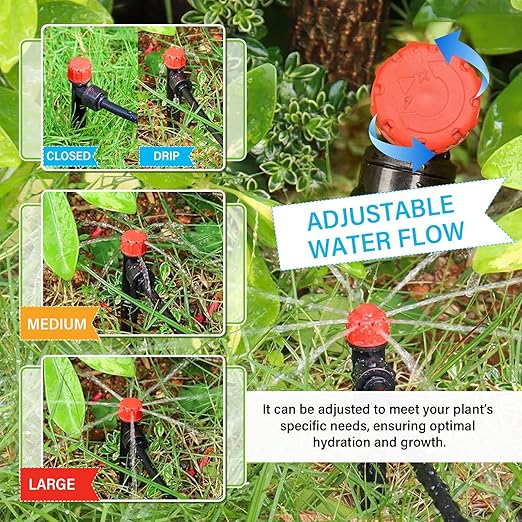 243FT Drip Irrigation Kit, Drip Irrigation System with 1/2'' Hose1/4 Drip Irrigation Tubing, 2026New Quick-Connect, Three Adjustable Nozzle Types for Garden Greenhouse Flower Bed Patio Lawn