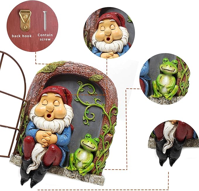 Outdoor Garden Statues, Resin Gnome Tree Hugger Faces, Whimsical Yard Sculpture, Durable Garden Peeker Art, Waterproof & Handcrafted, Unique Christmas Decorations Outdoor Ornament Gift