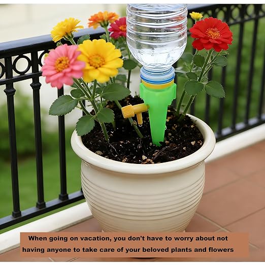 Self Watering Spikes for Plant, 10 Pack Plant Watering Devices with Adjustable Valve, Self Watering Planter Insert for Indoor Outdoor Potted Plants, Alternative to Plant Watering Globes