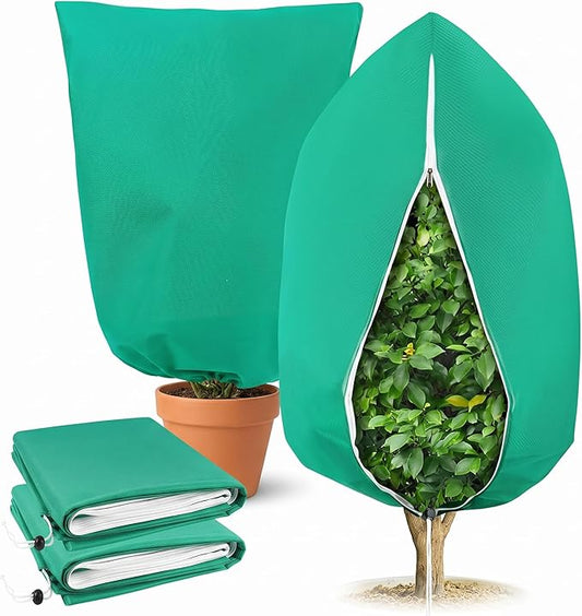 2 Pack Plant Covers Freeze Protection, 31.5" x 47.2" Frost Protection Covers with Zipper and Drawstring, Reusable Winter Plant Blanket for Outdoor Plants, Potted Trees, Shrubs and Garden Plants
