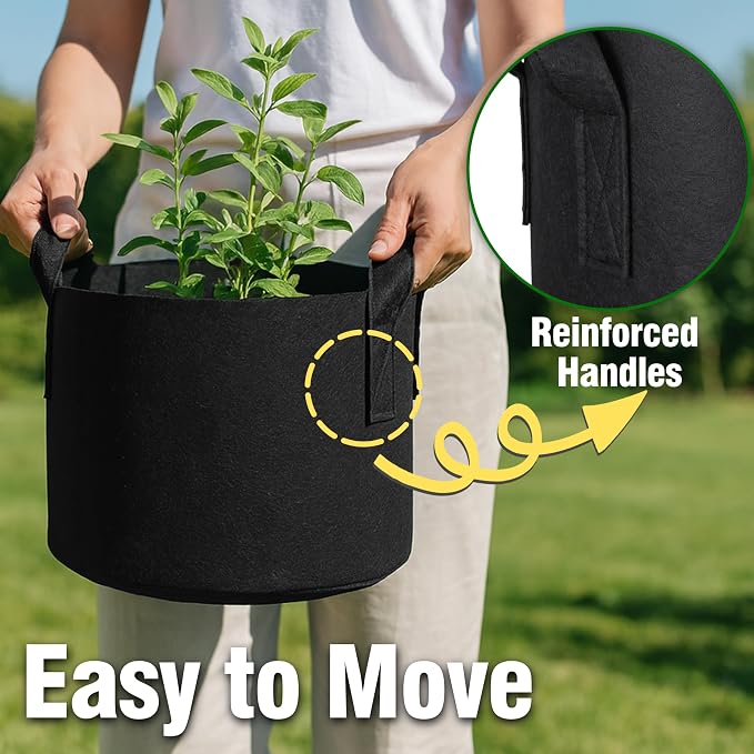 12-Pack 1 Gallon Nonwoven Grow Bags, Heavy Duty Aeration Fabric Pots with Durable Handles, Come with 12 Pcs Plant Labels
