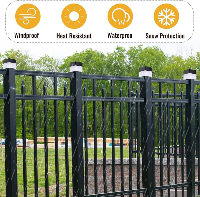 Tujoe Solar Post Cap Lights Fence Post Solar Lights 2in x 2in (5cm x 5cm)(White,16 Pack)