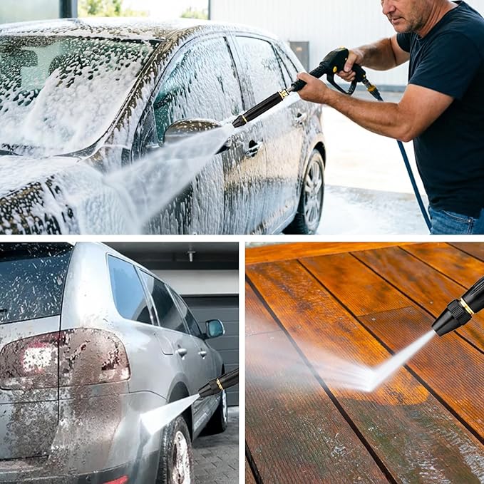 2PCS Heavy Duty Adjustable Hose Nozzle, High Pressure Jet Sweeper Spray Nozzle with Leak-Proof Design, Metal Garden Hose Sprayer for Car Wash, Lawn, Patio Cleaning