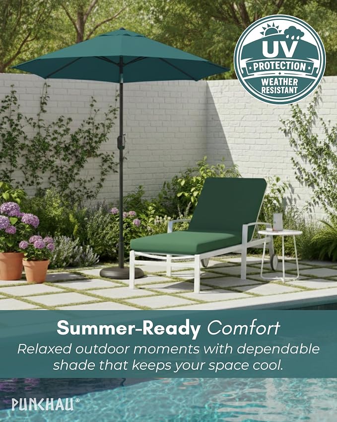 6 Ft Outdoor Patio Umbrella, Easy Open/Close Crank and Push Button Tilt Adjustment - Dark Teal Market Umbrellas