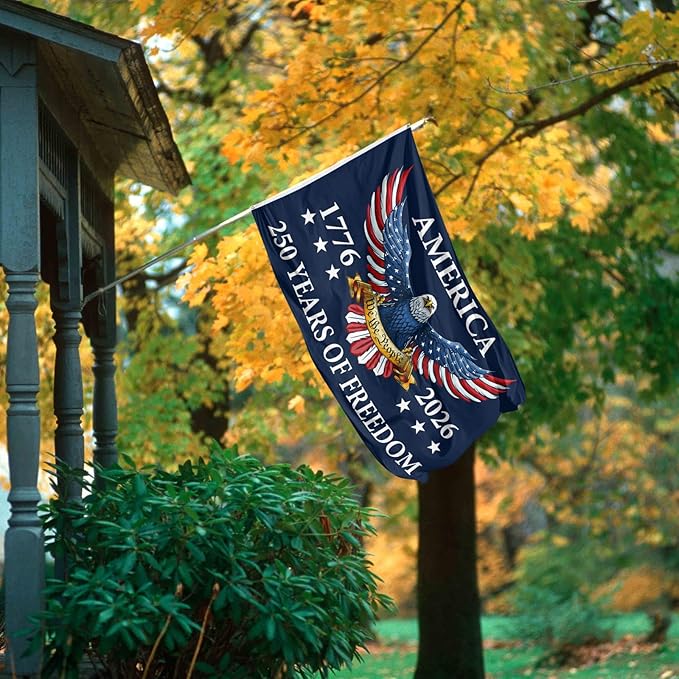 USA 250th Birthday Flag 3x5 Ft with Two Brass Washers for Outdoor Garden and Porch Deck Lawn Yard Decor 1776-2026 250 Years Anniversary Celebration Activity Sign (250 Years Anniversary Flag 3x5ft)