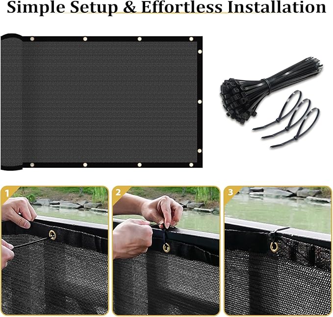 Shade&Beyond 8'x40' Dark Grey Privacy Screen Fence Cover 170 GSM Fencing Mesh Fence Panel for Wall Garden Yard Backyard Indoor Outdoor Home Decoration