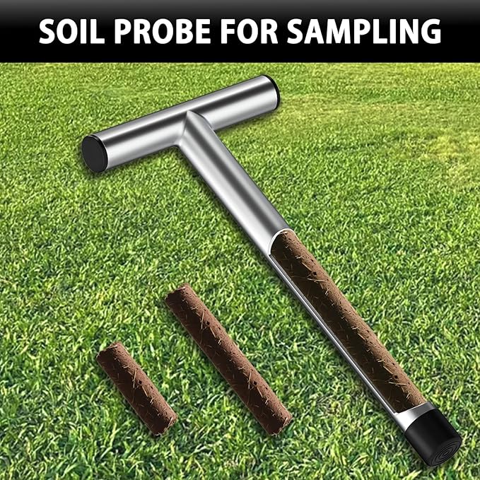 2 Pack 12 Inch Stainless Steel Soil Sampler Probe, Soil Probe for Soil Sampling, T-Style Handle Soil Test Probe, Soil Test Kit for Plant Care, Farm, Lawn Garden