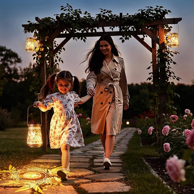 4 Pack Solar Lanterns Outdoor Waterproof Birthday Gifts for Women Mom Grandma, Hollowed-Out Metal Hummingbird Hanging Solar Lantern Lights Outdoor Decor, 2 Lighting Modes for Yard, Patio