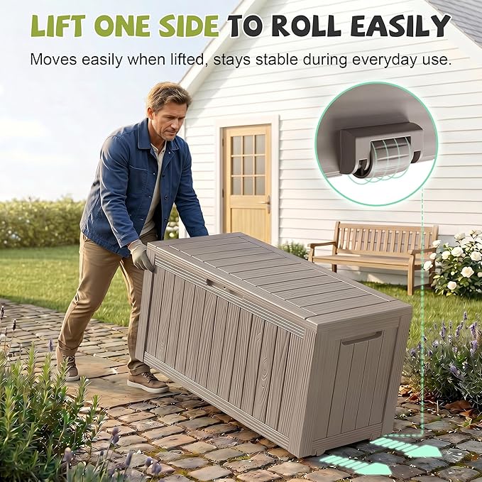 85 Gallon Package Delivery Boxes Outside Secure Waterproof Resin UV Resistant Lockable Mail Parcel Drop Mailbox Storage Deck Box for Outdoor Porch Patio Grey