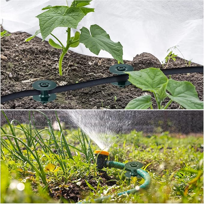 Chumia 10 Inch Garden Hose Guide Spike, Zinc Coated Rustproof Heavy Duty Metal Stake, Sturdy Top, Keeps Garden Hose Out of Flower Beds, Hose Guard for Yard Plant Protection(6 Pieces,Dark Green)