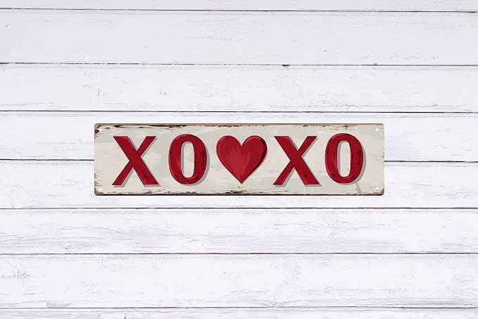 Vintage Fox Den Metal Tin Sign XO XO 4x16 in Easter Gift Spring Sign Decorative Plaque Wall Home Farmhouse Porch Decor Bedroom Decor Holiday Gift