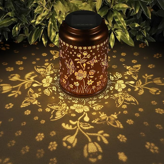 Solar Lanterns Outdoor Waterproof Hummingbird Garden Decor Gifts for Women Mom Grandma Hanging Lights Metal Solar Decoration Outside for Yard, Patio,Backyard(Butterfly and Sunflower)
