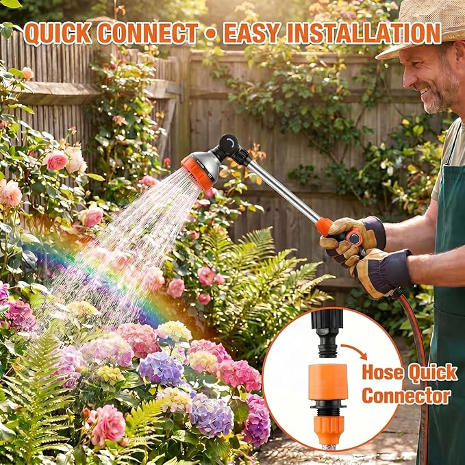 Saillong 2 Pack Garden Hose Wand, Adjustable Watering Wand with Textured Handle, 8 Spray Patterns Hose Sprayer for High Plants, Lawn, Car Washing and Irrigation