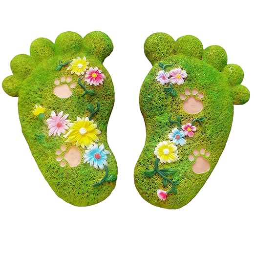 Garden Stepping Stones - Outdoor Decorations for Courtyards, Dog Footprint Stones, Lawn Stepping Stones Set, Resin (2-piece Set)