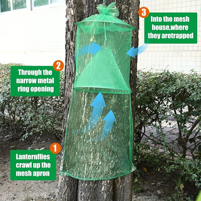 Qualirey 16 Pack Spotted Lanternfly Traps Lantern Fly Killer Mesh Tree Trap with Jute Rope and Nails Effective Way to Catch Lantern Flies and Nymphs (Green)