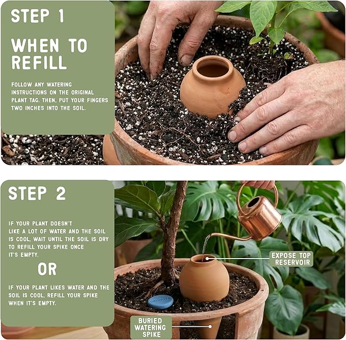GrowOya Watering Spike for Indoor Plants |16oz self Watering Terracotta Pot| Slow Release Plant Watering Device for Pots 8 Inches or Larger| Decorative self Watering Planter Insert