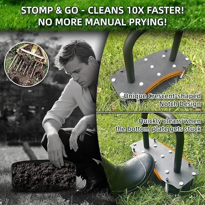 11-Spike Lawn Aerator, Heavy Duty Steel Manual Aeration Tool for Yard | Anti-Clog Design, 12.2”x6” Wide Pre-Assembled Base, Heavy Duty Steel Lawn Aeration Tool for Yard Lawn Soil Aeration