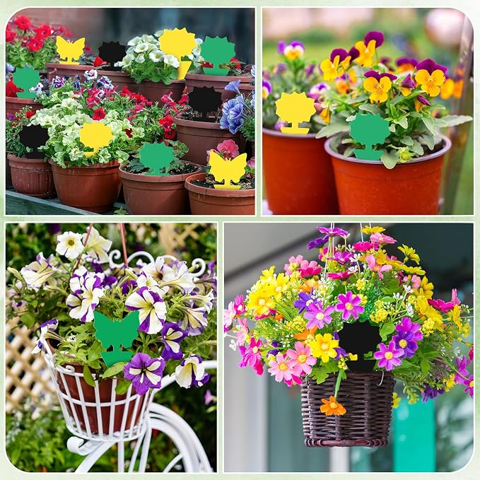 120 Pack Fruit Fly Traps Fungus Gnat Sticky Traps Yellow Black Green Plant Fly Stickers Double Side with Shovel for Indoor Outdoor Kitchen Garden Houseplant Flying Bug Insect (Mixed Style)