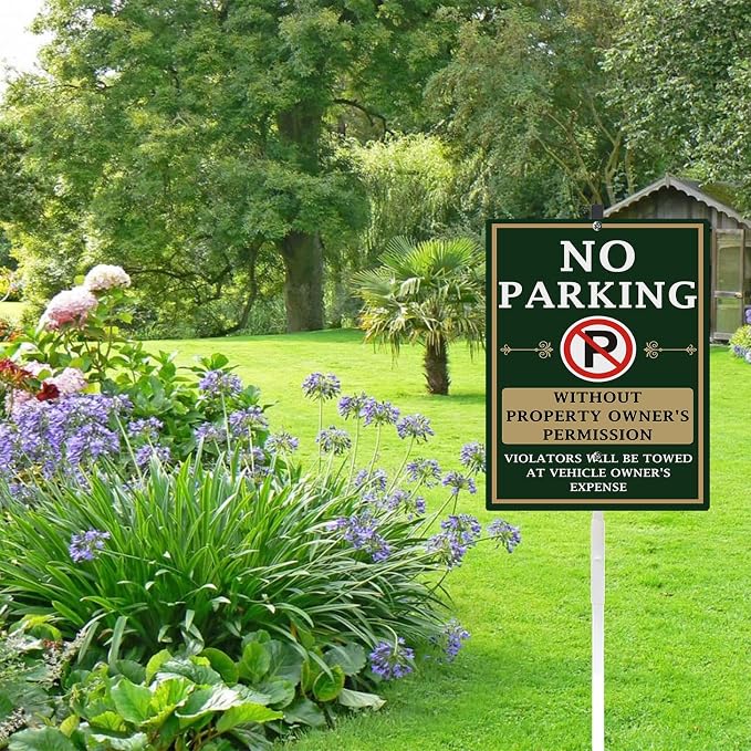 No Parking Yard Sign With Stakes Do Not Park Private Property Reflective Aluminum Yard Signs Rust Free For Lawn Garden Neighborhood (8x12) IN