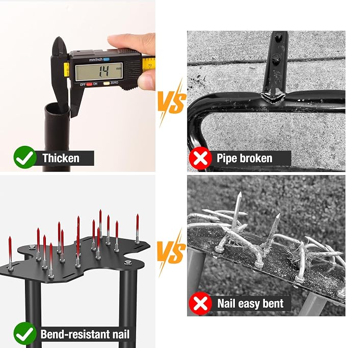 eWonLife Lawn Aerator Tool with Step-Through Pedal, 15-Spike Manual Aerator | Joint-friendly aeration with full-foot pedal, 15 spikes, 41-inch handle and durable steel construction