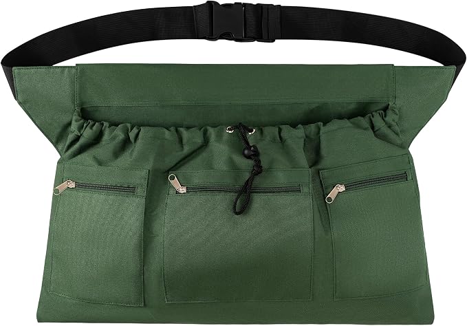 Gardening Apron, Garden Aprons with Pockets & Drawstring Bag, Waterproof 600D Fruit Storage Harvest Picking Apron Pouch for Women & Men