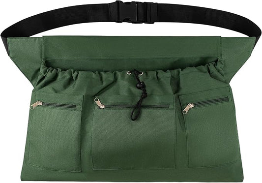 Gardening Apron, Garden Aprons with Pockets & Drawstring Bag, Waterproof 600D Fruit Storage Harvest Picking Apron Pouch for Women & Men