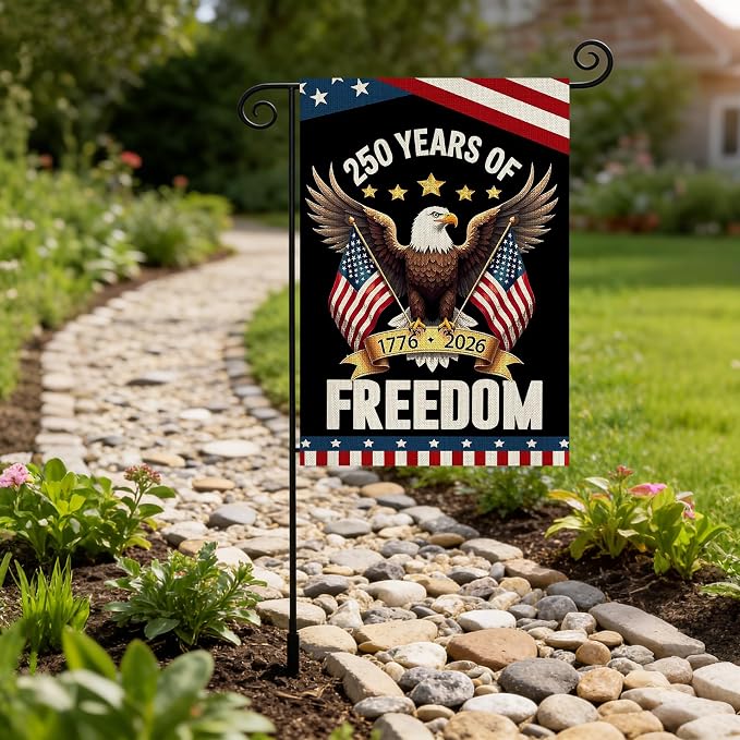 250 Anniversary Usa Garden Flags for Outside, 250 Anniversary USA Flag with Eagle Design, 1776-2026 Patriotic 4th of July Decorations Yard Sign Double-Sided Waterproof Flag 12x18 Inch 250 Year American Flag
