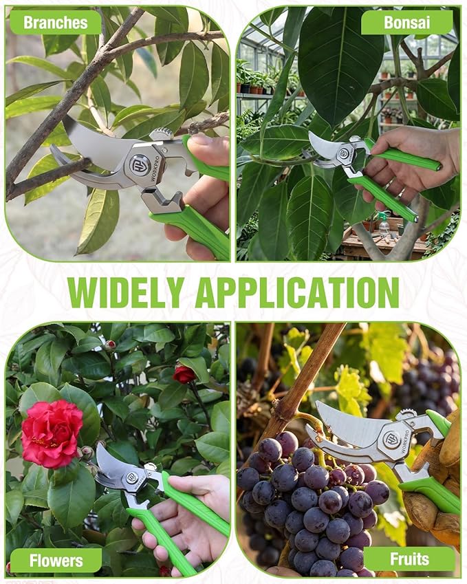 WORKPRO 8.5" Bypass Pruning Shears, Professional Garden Shears with Forged Stainless Steel Blades, 3/4" Cut Capacity, Spring-Loaded, Safety Lock, Hand Pruner for Trimming, Bonsai, Flowers