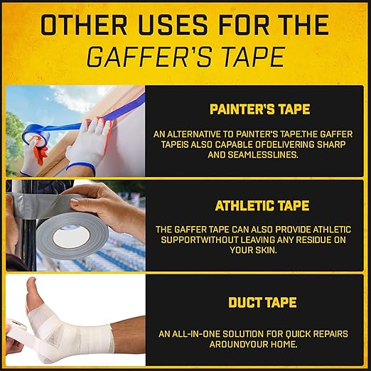 D-NYX Gaffer Tape 3 Inch x 2 Pack White Gaff Tape, Heavy Duty No Residue Gaffers Tape, Matte Finish, Non-Reflective, Multipurpose Real Professional Grade White Gaffer Tape Waterproof