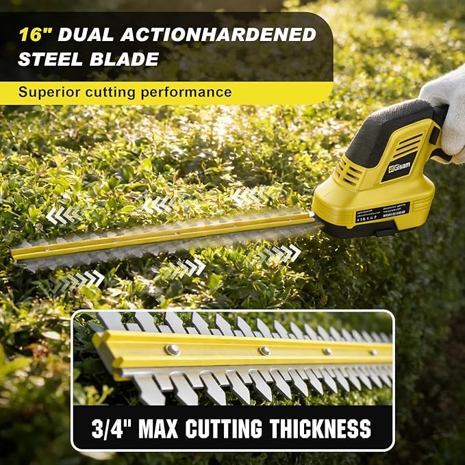 4-in-1 Pole Hedge Trimmer Cordless - Electric Hedge Trimmer & Grass Shear with Extension Pole, 2*4.0Ah Battery,180° Adjustable Angle,16Ft Reach,Hedge Trimmers Cordless with Battery for Shrubs Pruning