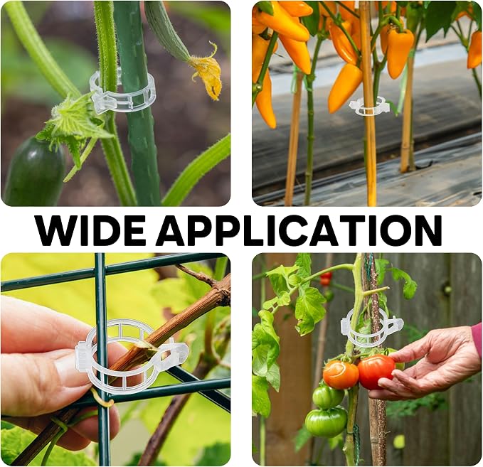 180 Pcs Plant Support Clips, Clear Plastic Trellis Clips, Garden Clips, Vegetable Clips, Vine Tomato Clips for Plants Support, Plant Clips for Climbing Plants to Grow Upright & Healthier - RamPro