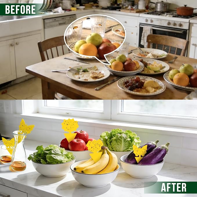 Garsum Gnat Killer Indoor Fruit Fly Traps Yellow Sticky Plants Bug Fungus Fly Catcher Outdoor,36 Pack