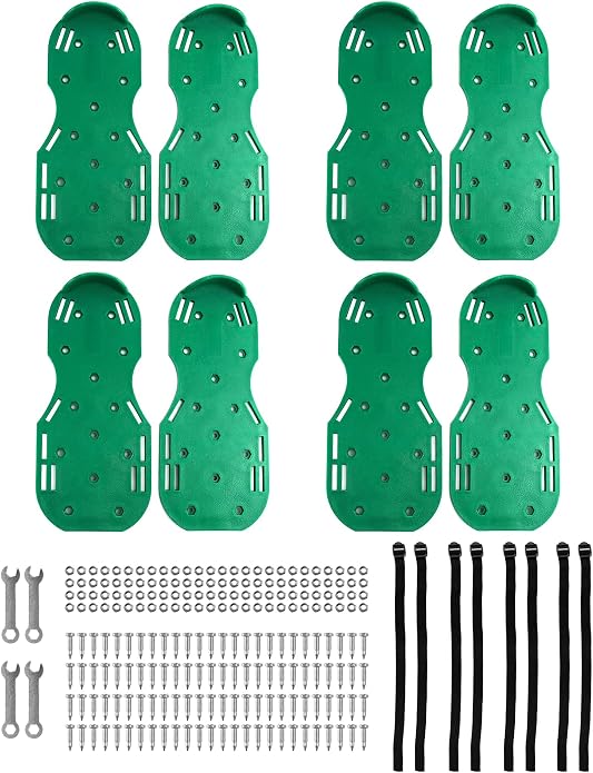 QWORK Gunite Spiked Shoes With 3/4” Short Spikes Perfect For Epoxy Floor, Overlays, Cover Installation, Green Color (Pair)