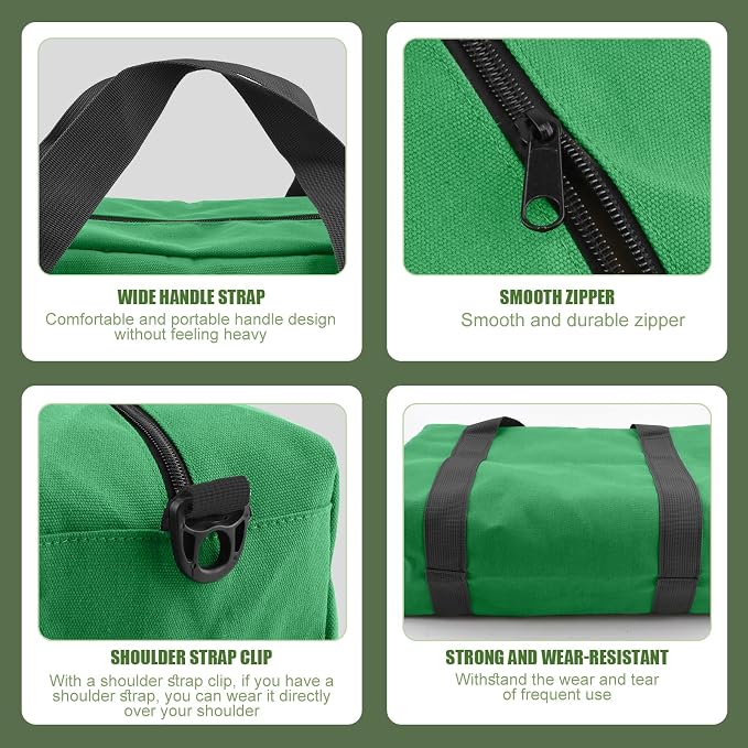 Small Tool Bag,Close Top Wide Mouth Tool Organizer Bag,Large Capacity Tool Bags for Men,Canvas Tool Storage Bag for Storage Handbag for Screwdrivers,Wrench (Shoulder strap+Light green, 18 Inch)
