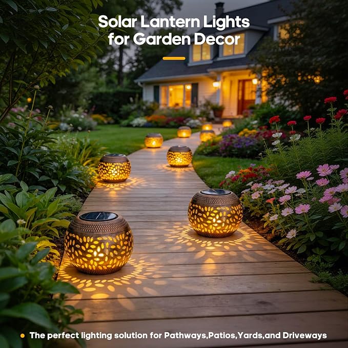 JMEXSUSS Solar Lanterns Outdoor Waterproof, Outdoor Lanterns for Porch, Solar Table Lamps for Outside Patio, Garden, Camping, Desk, Yard, Copper
